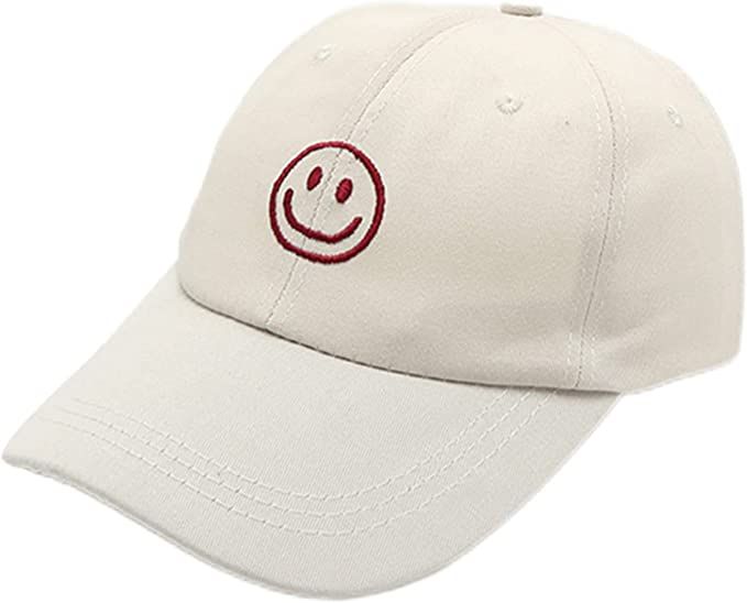 AJG Smiley Face Baseball Cap Men Women Cotton Adjustable Dad Hat Classic Casual Outdoor Unisex Tr... | Amazon (US)