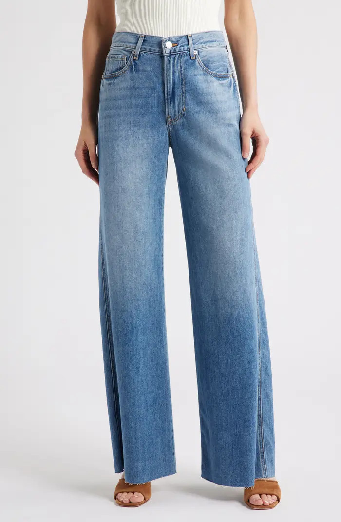 Kasey Raw Hem Mid Rise Wide Leg Jeans | Nordstrom