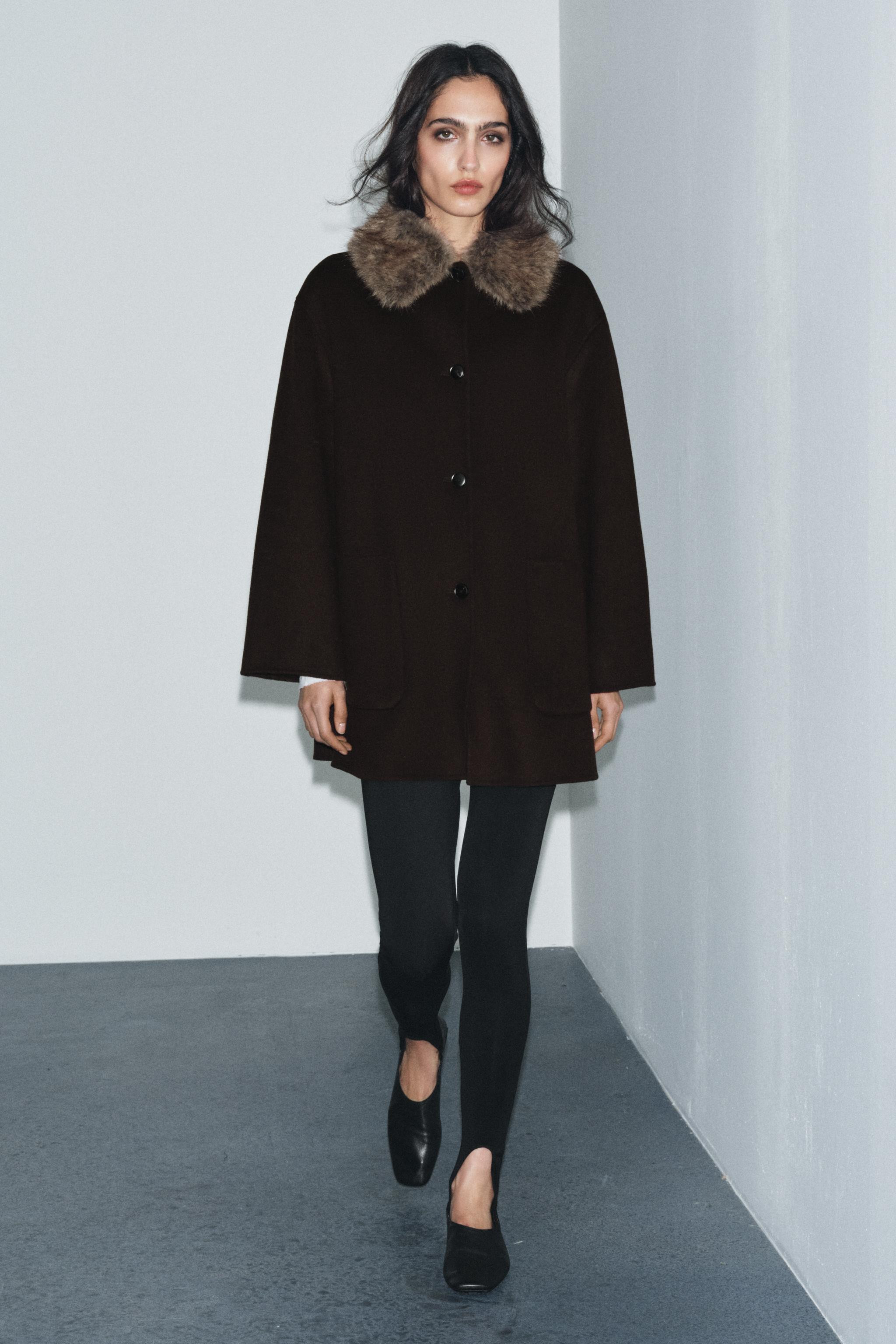 WOOL BLEND COAT WITH FAUX FUR COLLAR ZW COLLECTION | Zara US