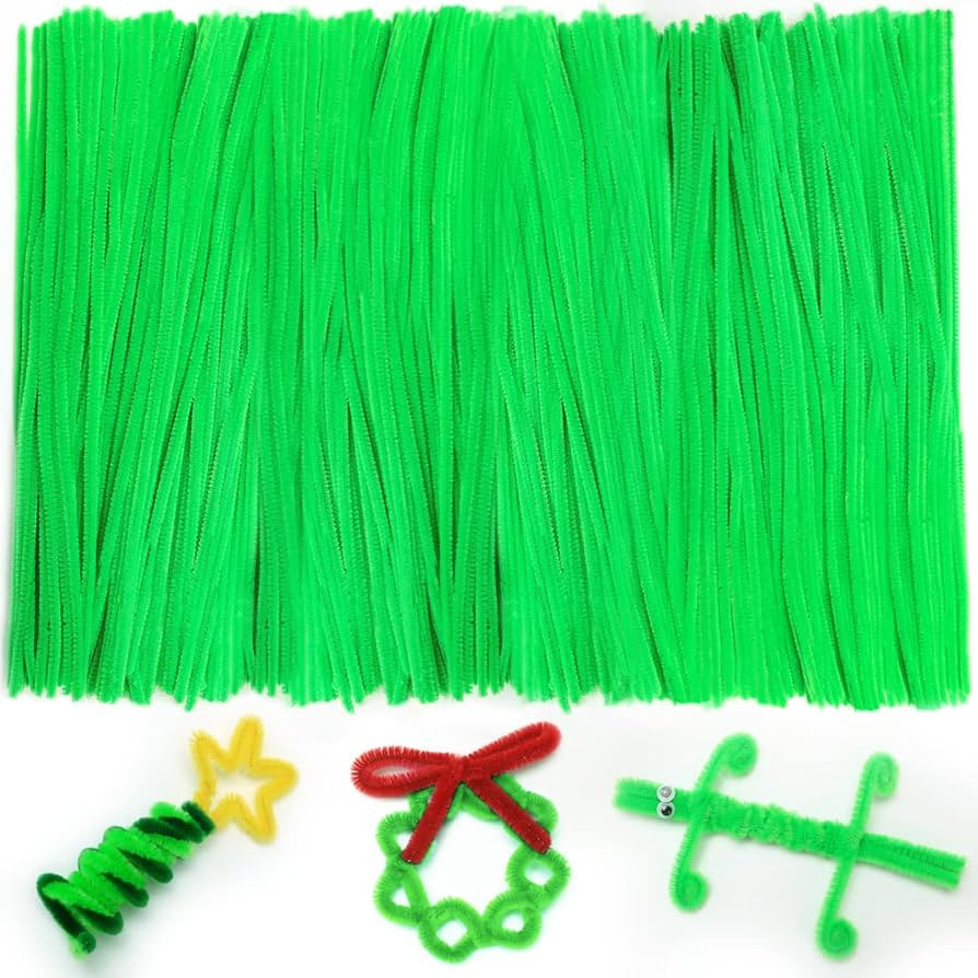 Iooleem 200pcs Green Pipe Cleaners, Chenille Stems, Pipe Cleaners for Crafts, Pipe Cleaner Crafts... | Amazon (US)