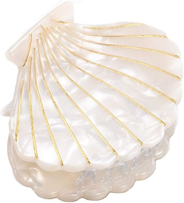 Clip de mand\u00edbula de concha, pinzas de resina, pinzas para el cabello con patr\u00f3n de m\u... | Amazon (US)