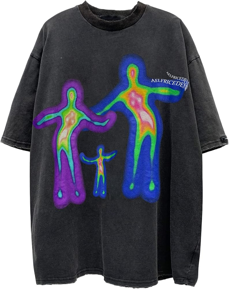 Aelfric Eden Mens Oversized T Shirts Tees Distorted Portrait Print Crew Neck Cotton Tops Streetwe... | Amazon (US)