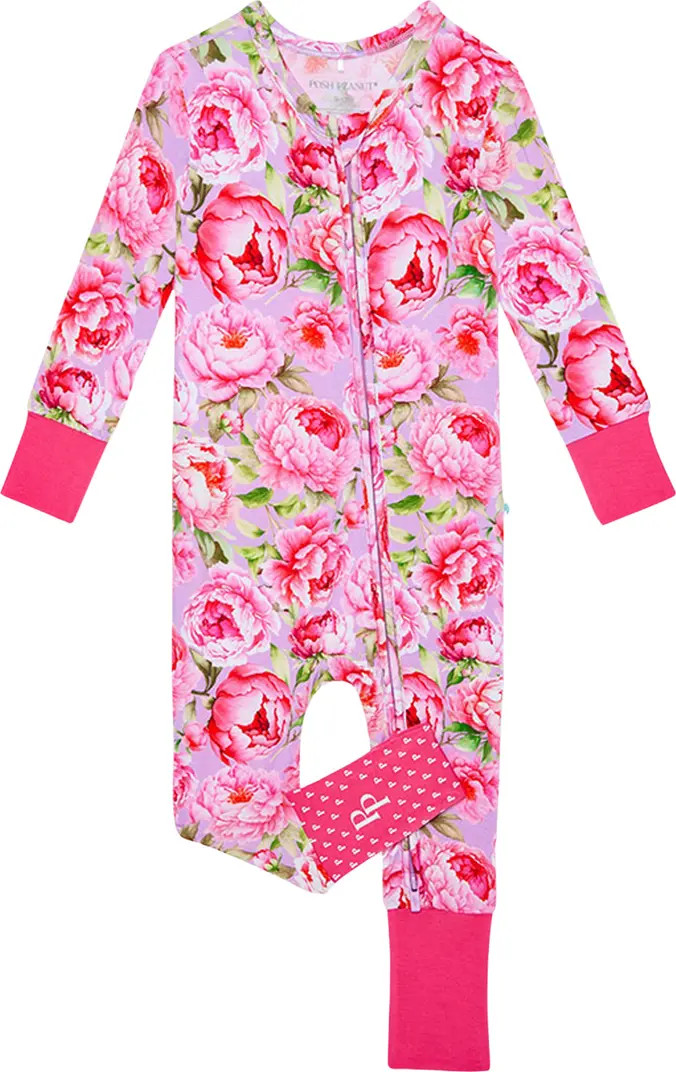 Francoise Peony Print Fitted Convertible Footie Pajamas | Nordstrom