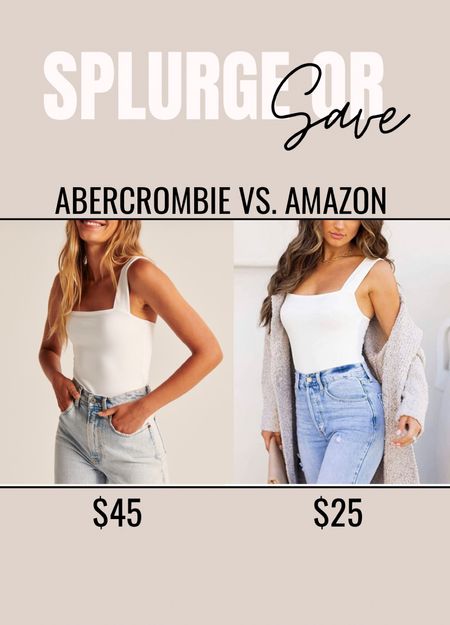 Amazon fashion 
Amazon deal
Abercrombie 
White bodysuit 
Splurge or save
Look for less
Abercrombie dupe 
Gifts for her 

#LTKunder50 #LTKSeasonal #LTKGiftGuide