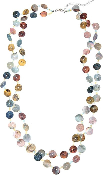 Layered Necklaces for Women, Multi Strand Boho Long Beaded Statement Piece with Shell & Coin Chun... | Amazon (US)
