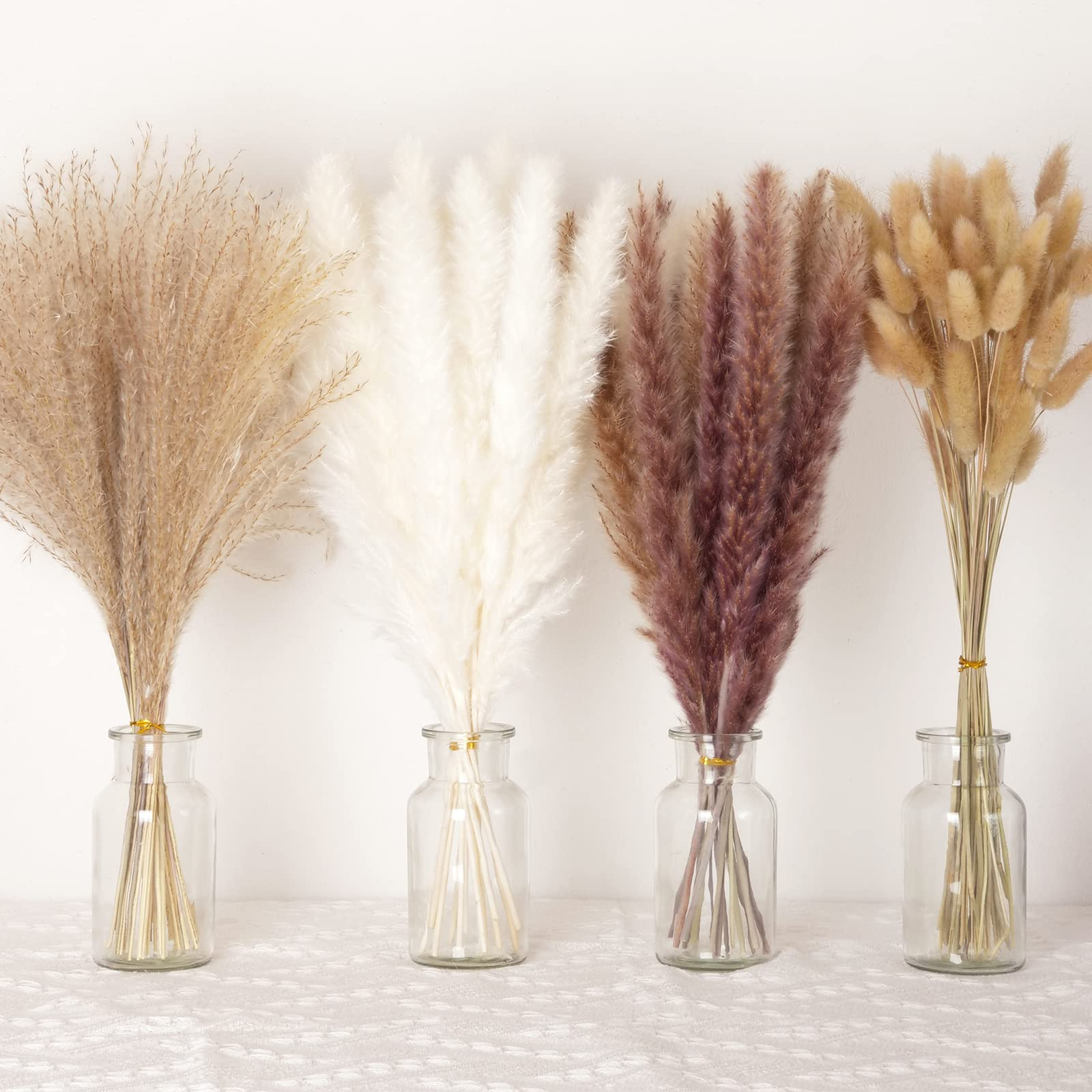 Dried Pampas Grass Decor - 105 PCS Natural Boho Wedding Flowers with Bunny Tails & Reed Grass, Ru... | Amazon (CA)
