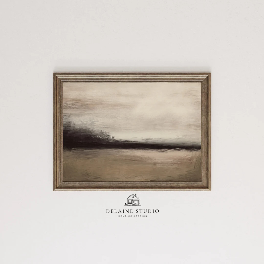 Horizon Abstract Farmhouse Neutral Minimalist Art ORIGINAL Vintage Oil Painting PRINTABLE ART - E... | Etsy (US)