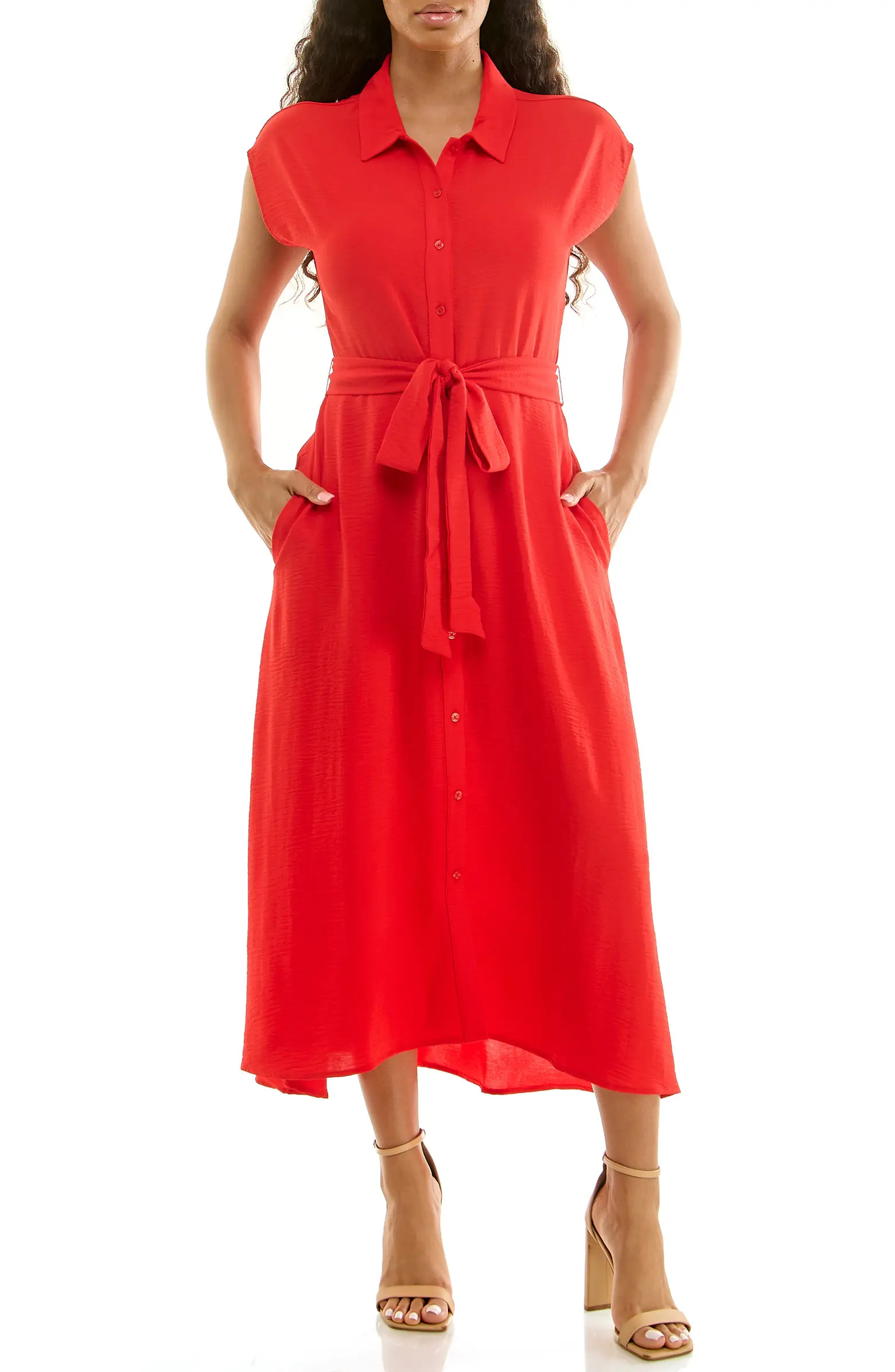 Tie Waist Midi Shirtdress | Nordstrom Rack