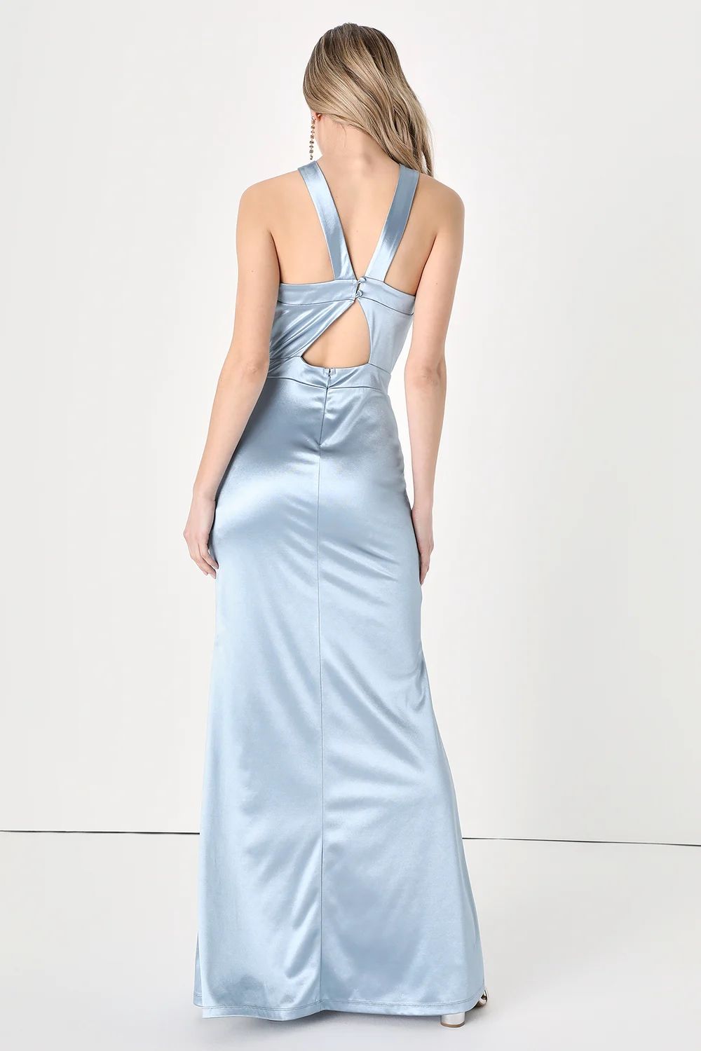Extravagant Feelings Light Blue Satin Halter Maxi Dress | Lulus (US)