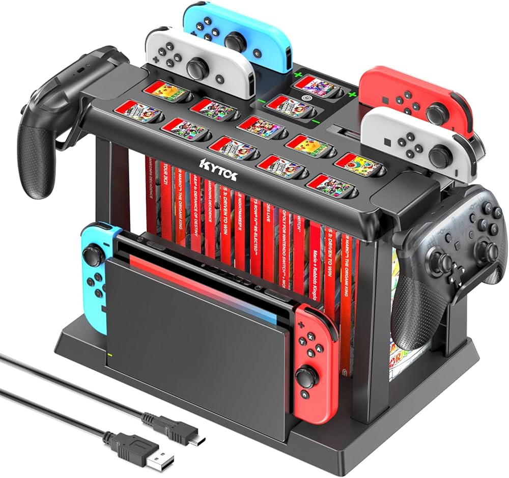 Switch Games Organizer Station with Controller Charger, Charging Dock for Nintendo Switch & OLED ... | Amazon (US)