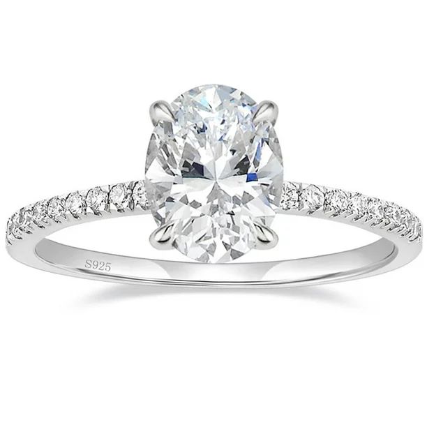 EAMTI 3CT 925 Sterling Silver Engagement Rings Oval Cut Cubic Zirconia CZ Wedding Promise Rings f... | Walmart (US)
