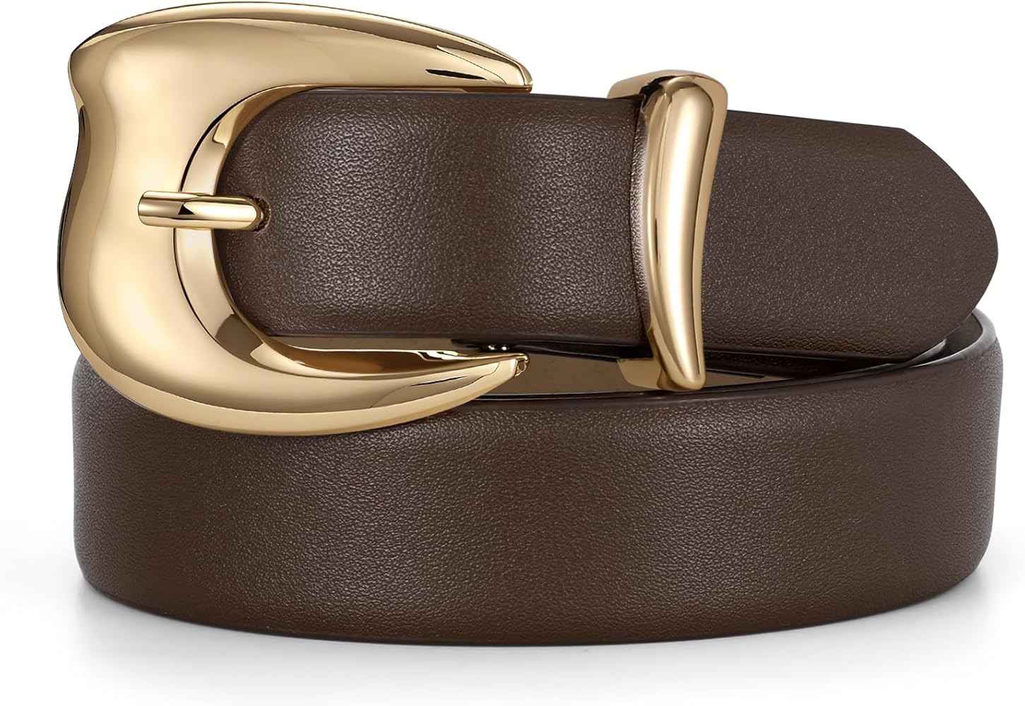 TRIWORKS Women Leather Belt for Jeans Pants Fashion Womens Waist Belts with Gold Chunky Buckle fo... | Amazon (US)