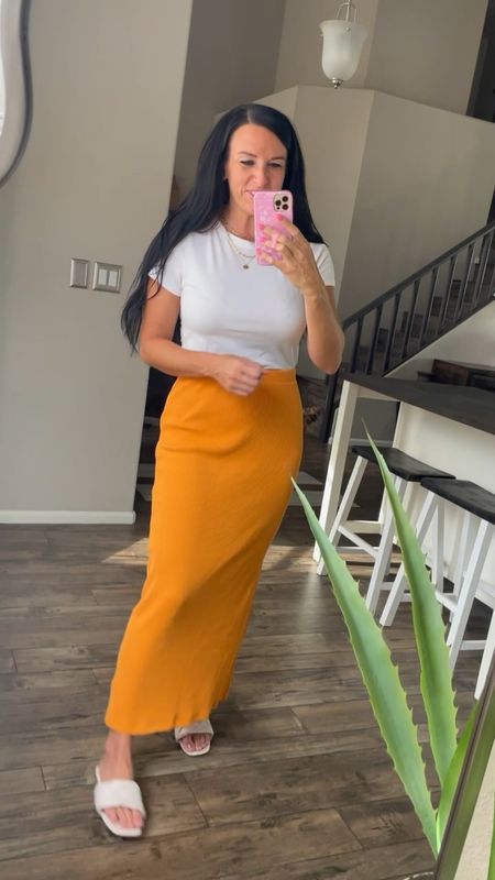 This perfect teacher skirt is $15!! ✏️ (Comes in pink and tan too!) Wear it now and into the fall— I’m sharing style ideas with pieces that you probably already have in your closet! 🤓 I sized up to a M for a looser fit but it does fit TTS.

#ltkworkwear #ltkstyletip • midi skirt • teacher outfit • Old Navy

#LTKsalealert #LTKunder50 #LTKBacktoSchool