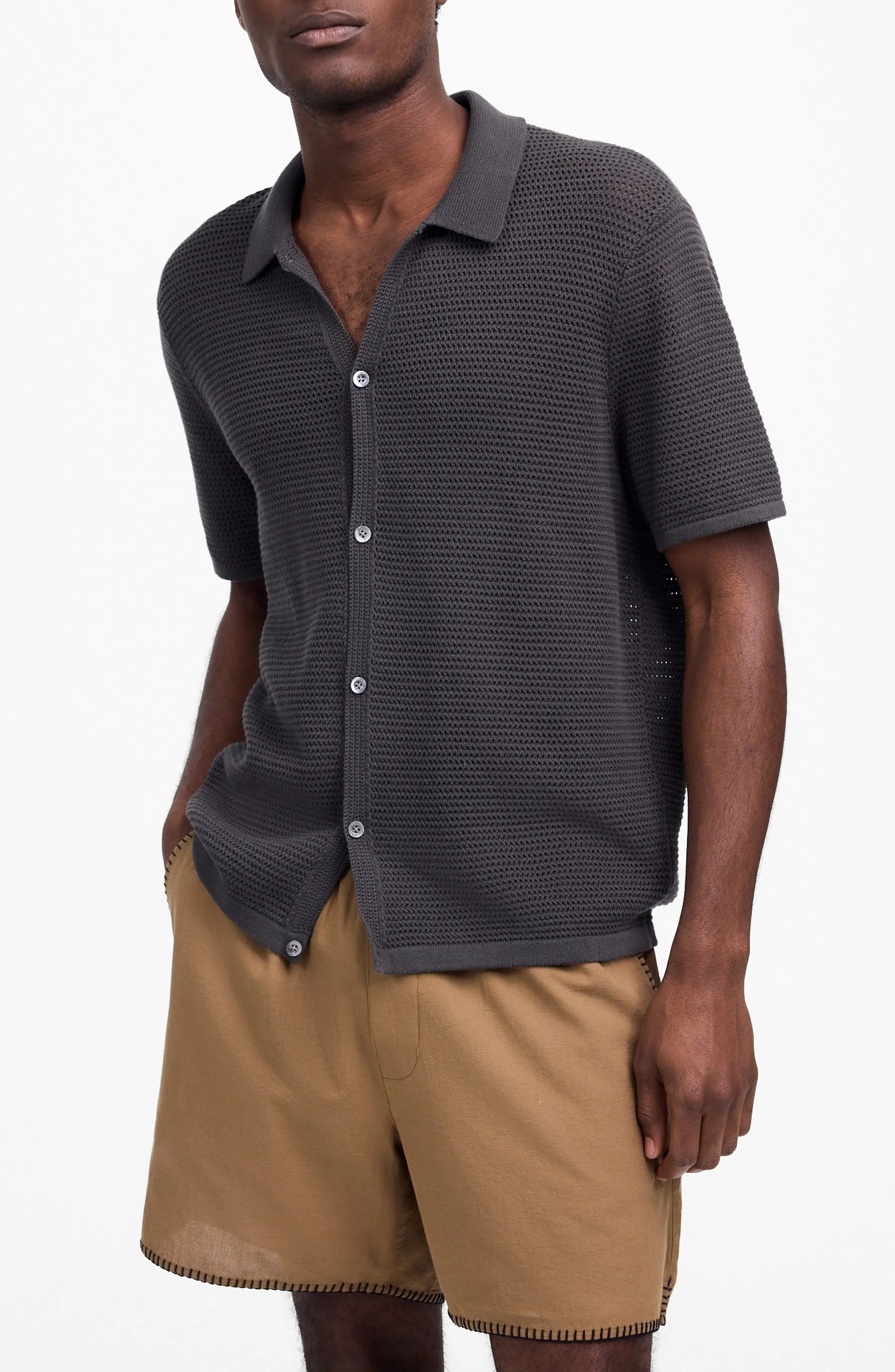 Short Sleeve Open Stitch Cotton Button-Up Shirt (Men) | Nordstromrack | Nordstrom Rack