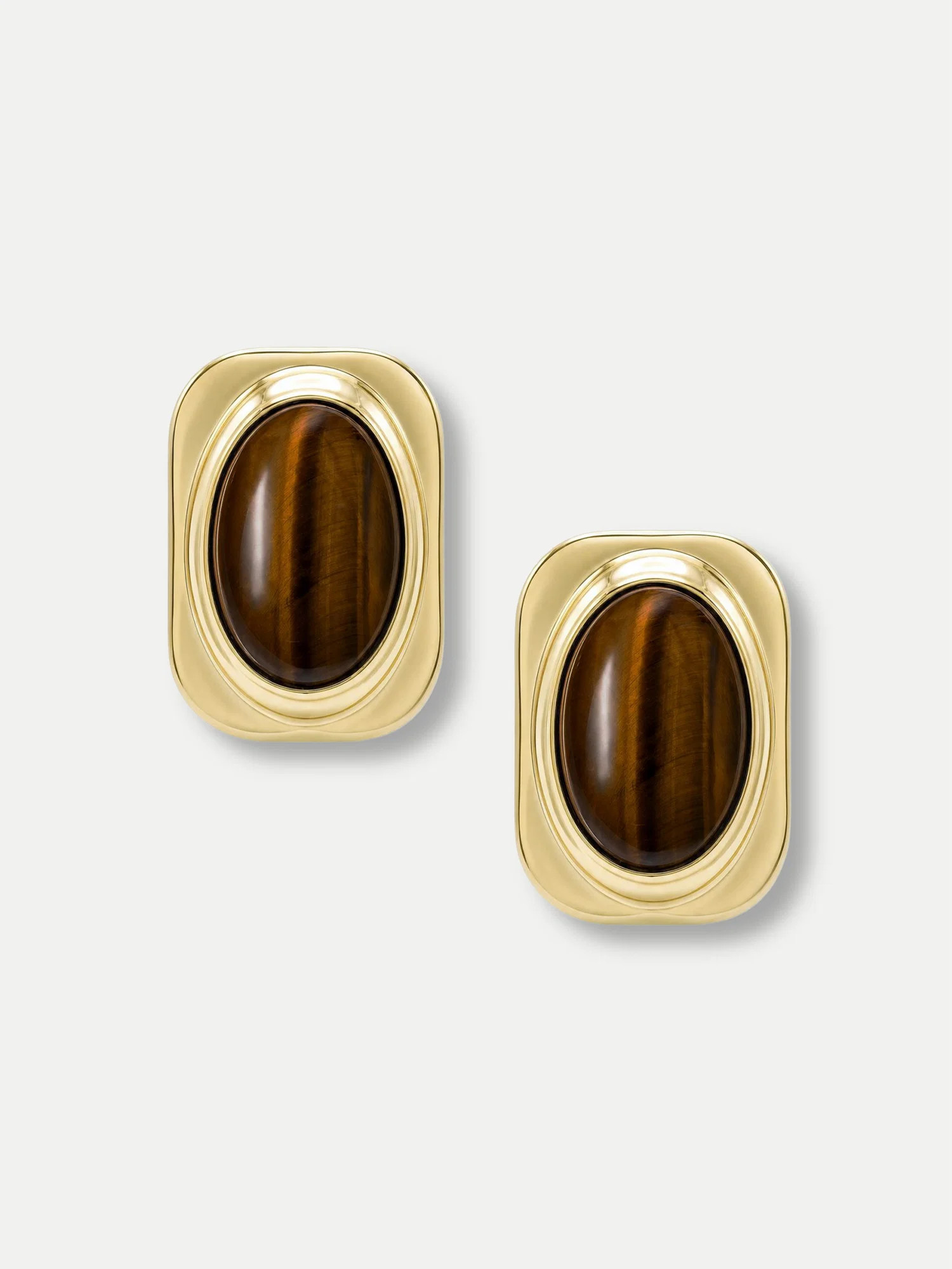 Tiger’s Eye Post Earring in Gold/Brown | Veronica Beard | Veronica Beard