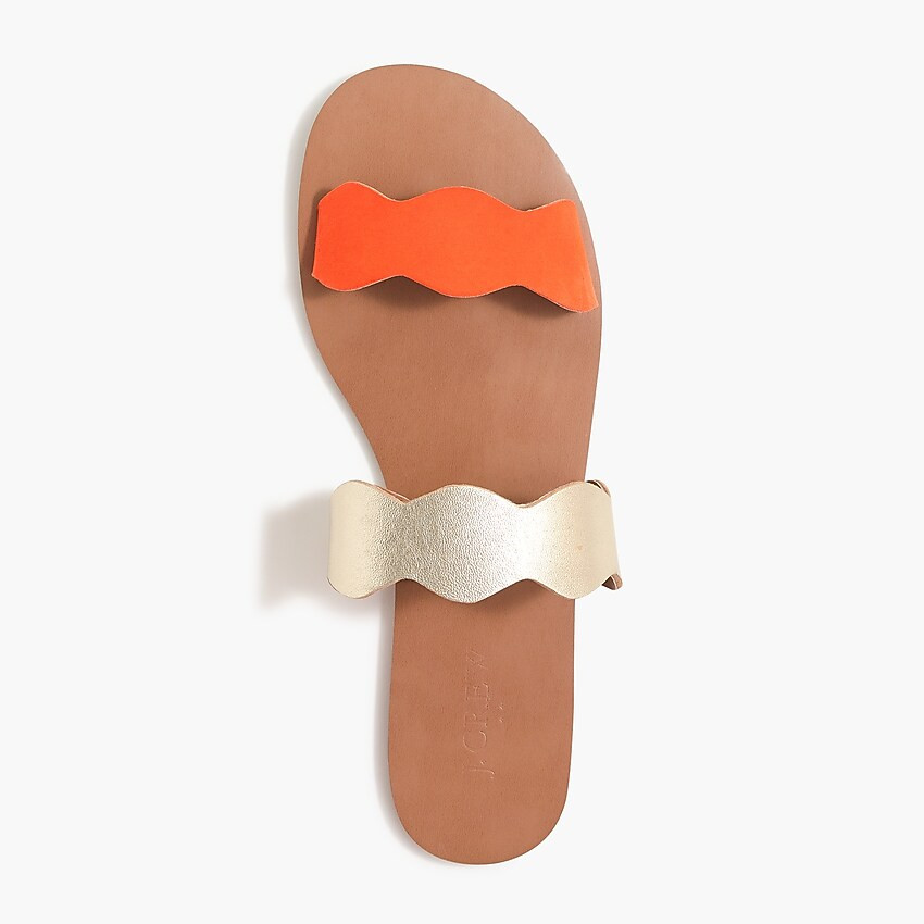 Suede scalloped slide sandals | J.Crew Factory