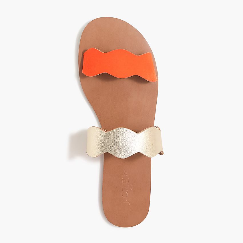 Suede scalloped slide sandals | J.Crew Factory