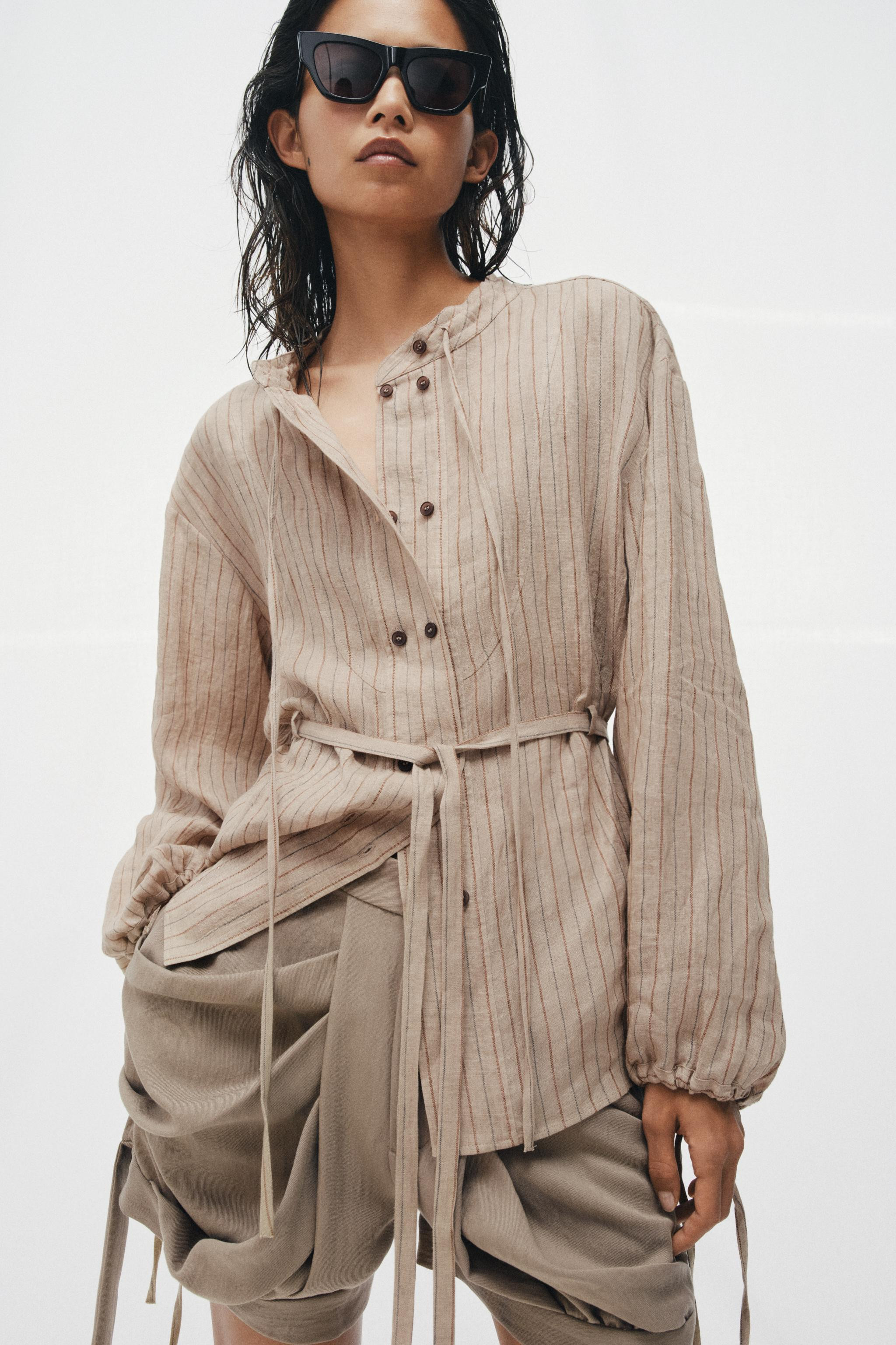 ZW COLLECTION STRIPED LINEN SHIRT | Zara Canada