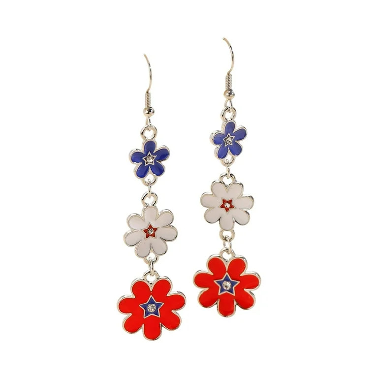 Lilixerw 4th of July Drop Stud Earrings,Glitter Red White Blue USA Star Heart American Flag Jewel... | Walmart (US)