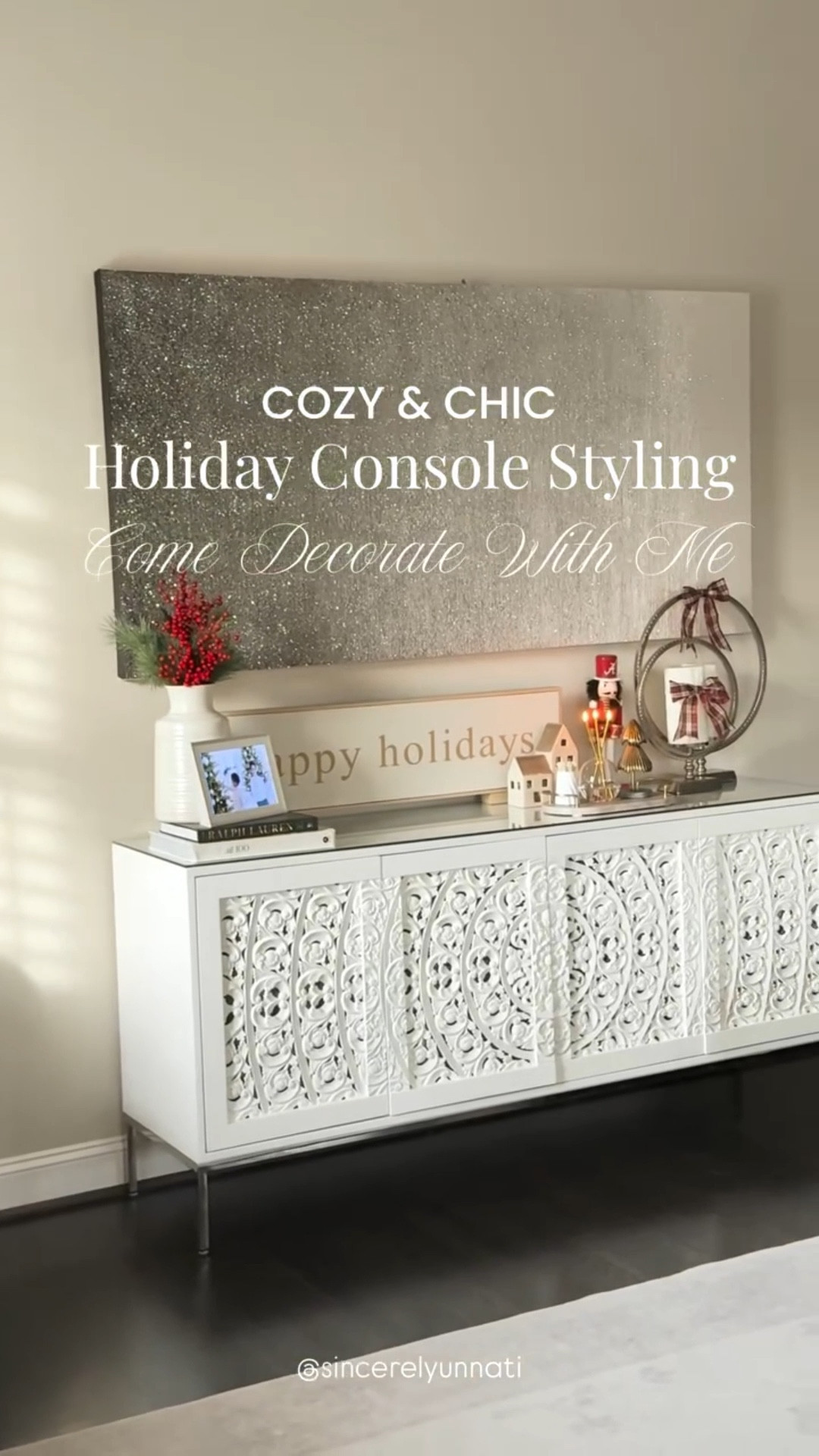 Cozy + Chic Holiday Console Styling: Come Decorate With Me! 

Here’s how I added simple, festive touches to our living room media console this season inspired by the iconic Ralph Lauren. I wanted the space to feel cozy, modern, and classic.

Soft textures, warm lights, and my favorite glow from @everlastingcandle - a luxurious and reusable steel candle that never melts. These candles instantly elevate any holiday setup and feel so chic in person.

✨ If you want links to everything I used, just comment “SHOP” and I’ll send them straight to your inbox! 
.
.
.
#holidaydecor #consoledecor #everlastingcandle #homestyling #holidayhome #ralphlaurenchristmas #ltkhome 
holiday home decor, ralph lauren christmas, christmas decor, living room decor, minimal styling, holiday styling