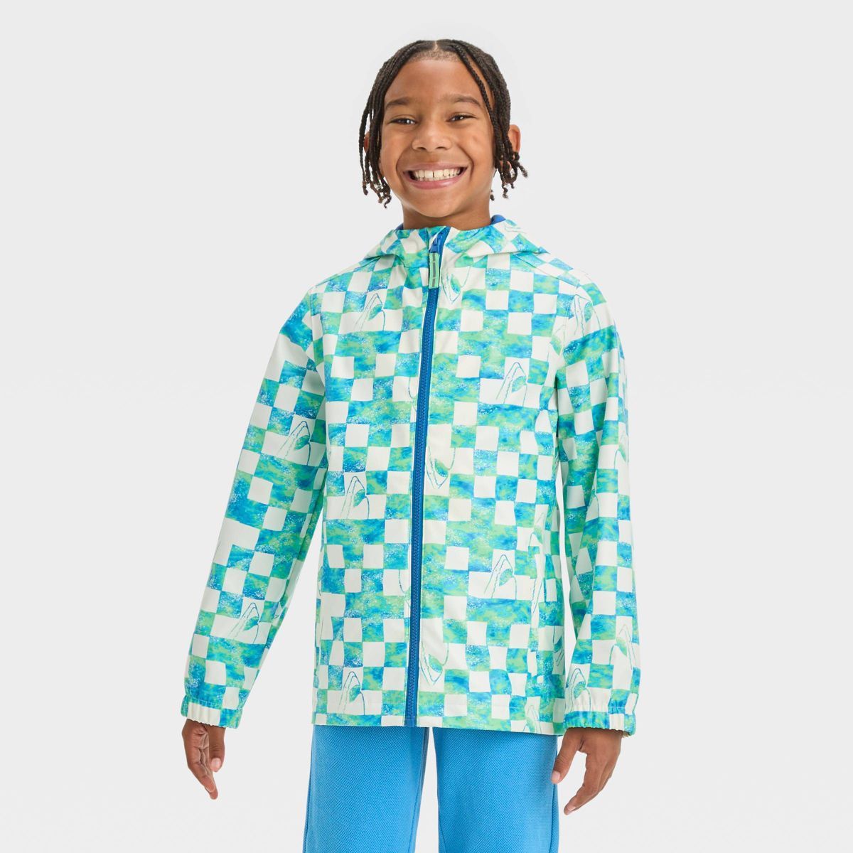 Kids' Checkered Rain Coat - Cat & Jack™ Blue | Target
