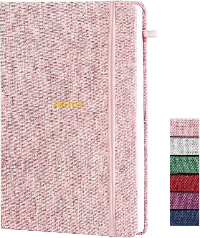 A5 Lined Journal Notebook – Hardcover Fabric Cover 160 Pages 100 GSM Thick Paper With Elastic B... | Amazon (US)