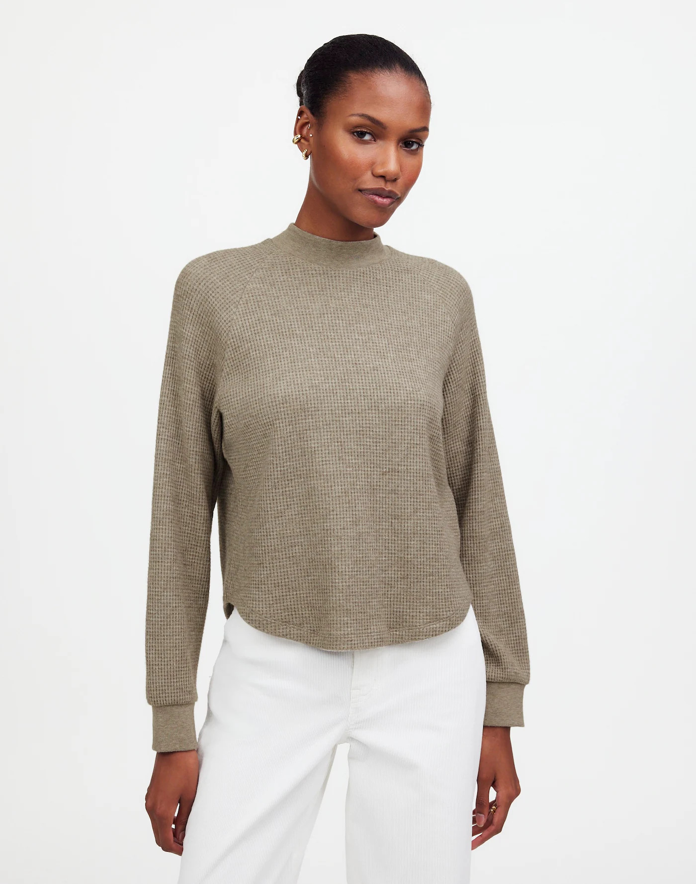 Waffle-Knit Long-Sleeve Crewneck Tee | Madewell | Madewell