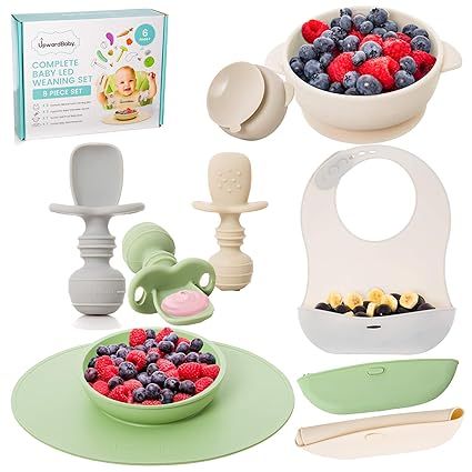 Baby Led Weaning Feeding Supplies for Toddlers - UpwardBaby Baby Feeding Set - Suction Silicone B... | Amazon (US)