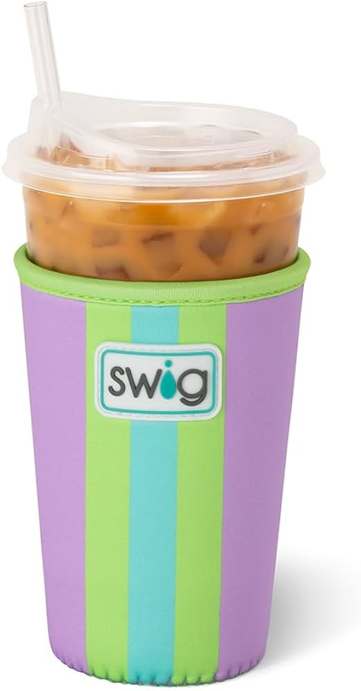 Swig Life Medium Iced Cup Coolie, Standard 22oz Iced Coffee Cup Insulator Sleeve with Handle, Neoprene Insulated Coolie Keeps Drinks Cold (Ultra Violet) | Amazon (US)
