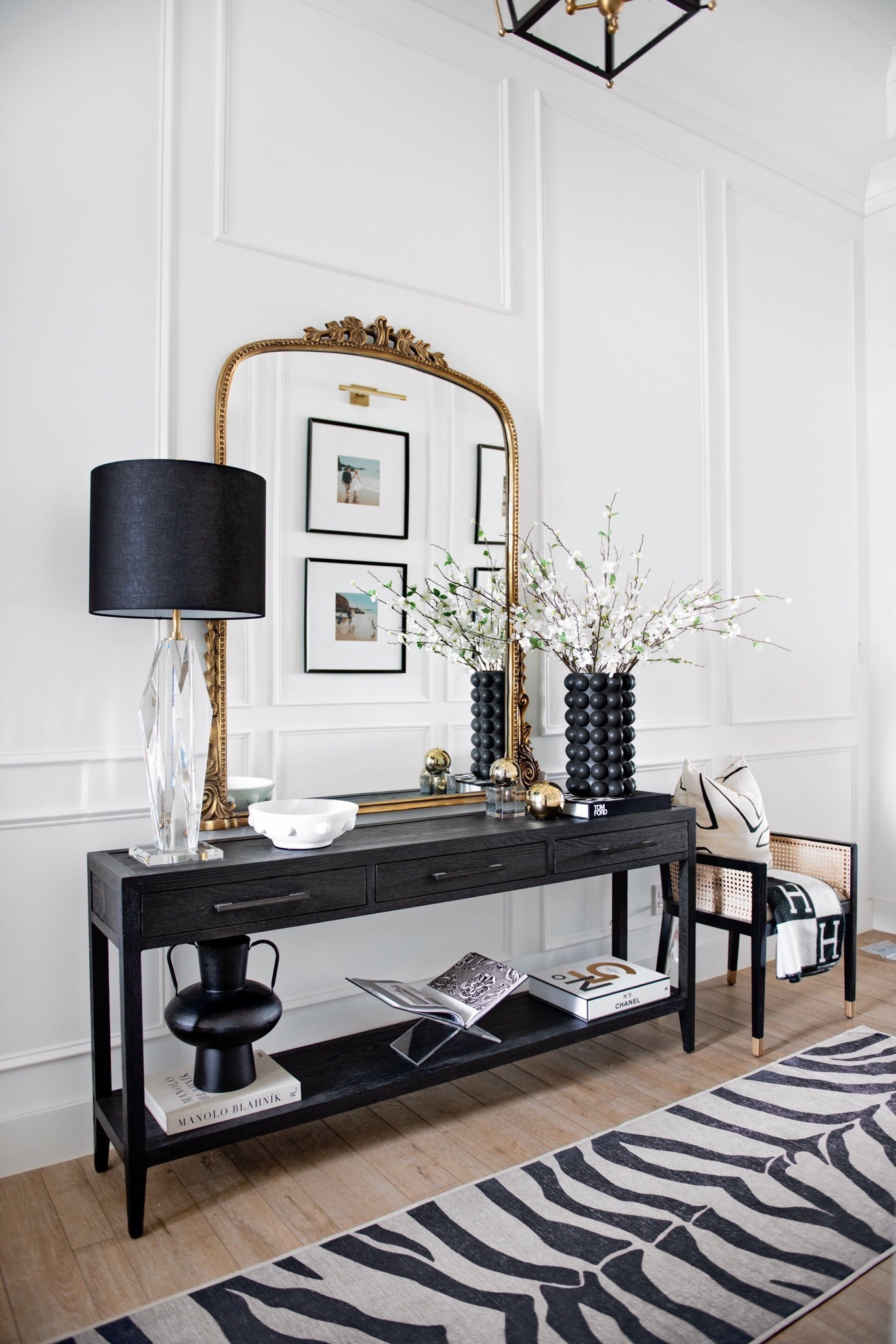 Entryway, spring, target, table lamp, gold mirror, floor, mirror, ornate mirror, Anthropologie, restoration hardware, entryway, rug, animal, print rug, black, decor, white, cane, furniture, transitional, modern, look for less,

#LTKstyletip #LTKSeasonal #LTKhome