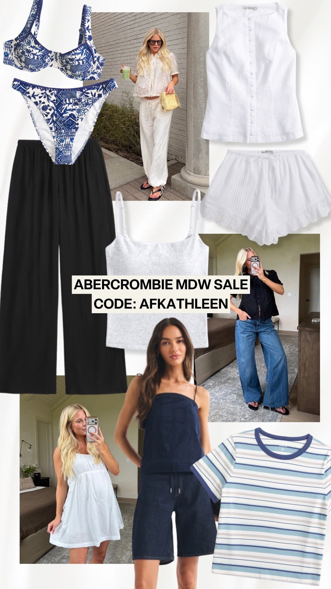 Abercrombie MDW Sale - Code AFKATHLEEN 💙 SIZE: med in tops, med reg in pants, med in dress! #kathleenpost