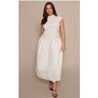 Plus White and Black Polka Dot Midaxi Drop Waist Dress | PrettyLittleThing UK