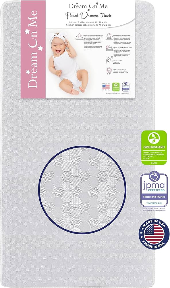 Dream On Me Honeycomb Orthopedic Firm Fiber Standard Baby Crib Mattress, Greenguard Gold and JPMA... | Amazon (US)