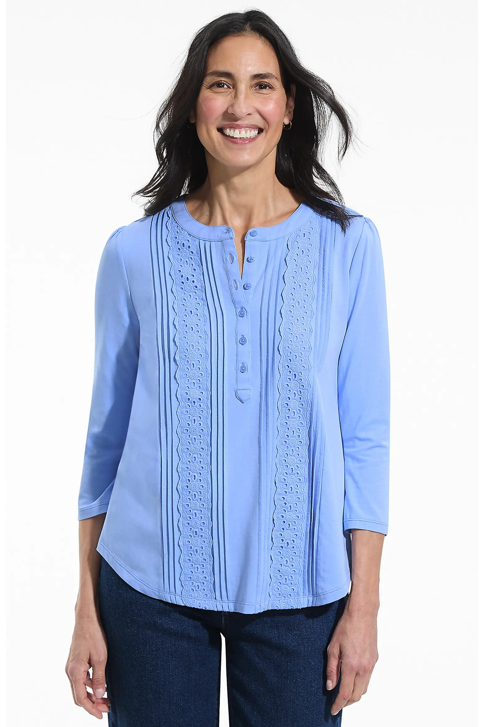 3/4 Sleeve Lightweight Jersey Embellished Top (Women) | Nordstrom | Nordstrom