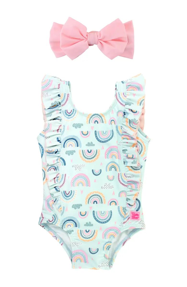 Chase the Rainbow One-Piece Swimsuit & Bow Headband Set | Nordstrom