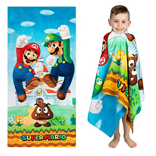 Franco Super Mario "Official Nintendo" Kids Super Soft Cotton Bath/Pool/Beach Towel, 58 in x 28 in | Amazon (US)
