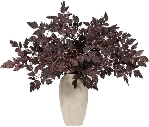 4 Pack 23.6in Artificial Cimicifuga Plant Leaf Spray,Faux Plum Purple Cimicifuga Leaf Bundles,Fal... | Amazon (US)