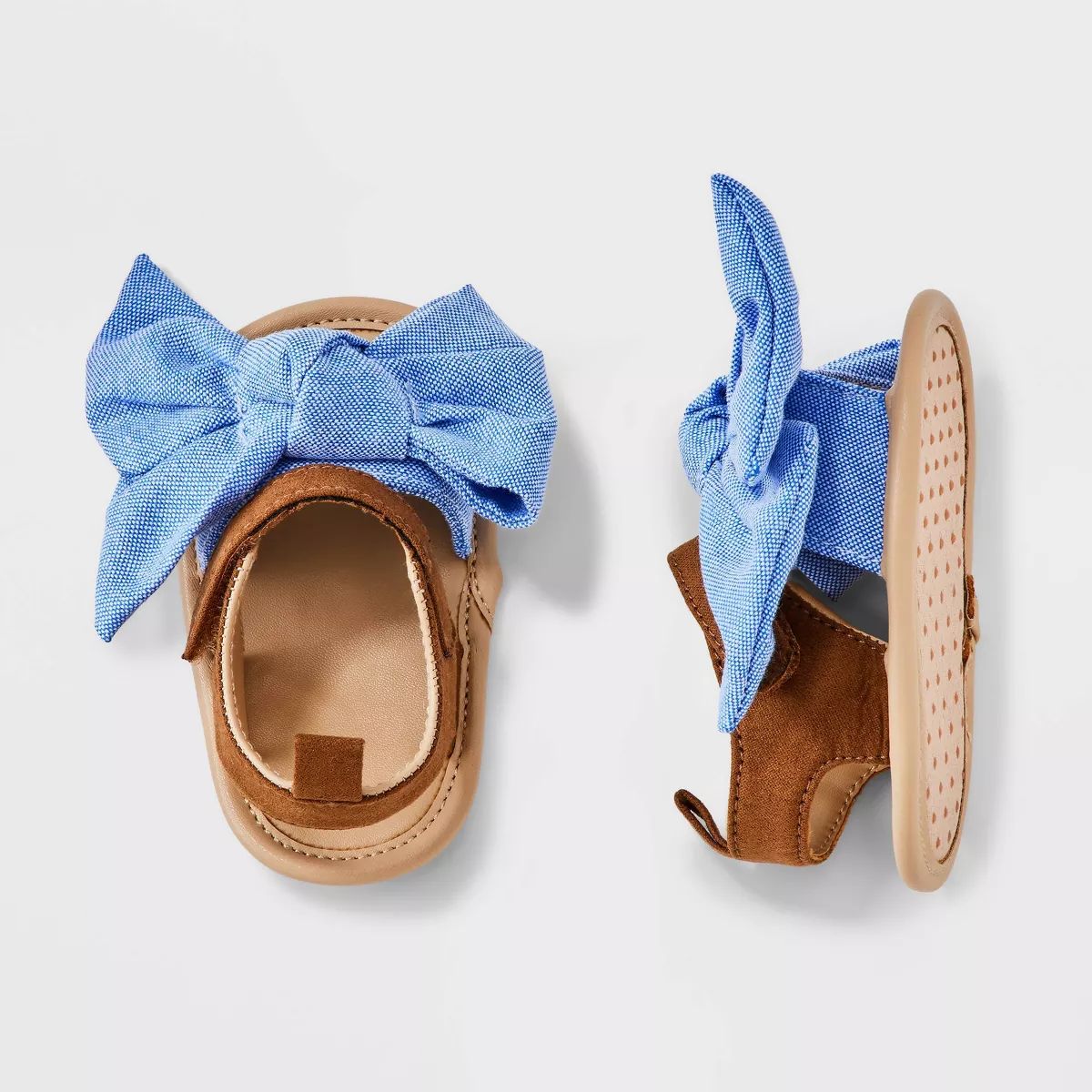 Baby Girls' Chambray Bow Ankle Strap Sandals - Cat & Jack™ Blue | Target