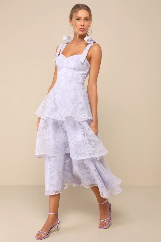 Glamorous Sweetie Lavender Burnout Tie-Strap Bustier Midi Dress | Lulus