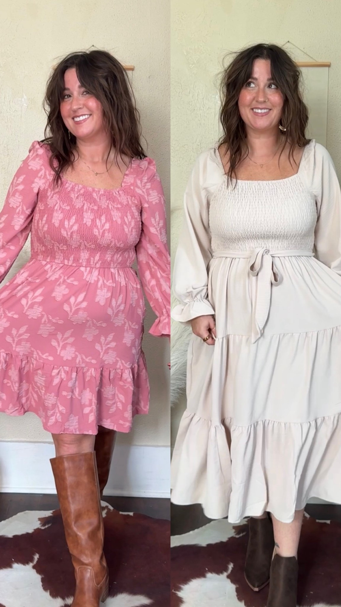 Fall dresses for fall family photos or any fall occasion! Wearing medium in both 5’1 size 8/10. Also perfect for holiday photos!

#LTKPetite #LTKHoliday #LTKootd