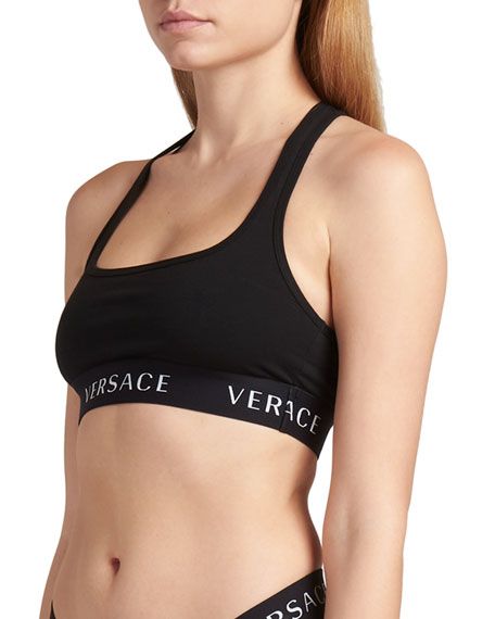 Versace Logo Band Racerback Sports Bra | Neiman Marcus