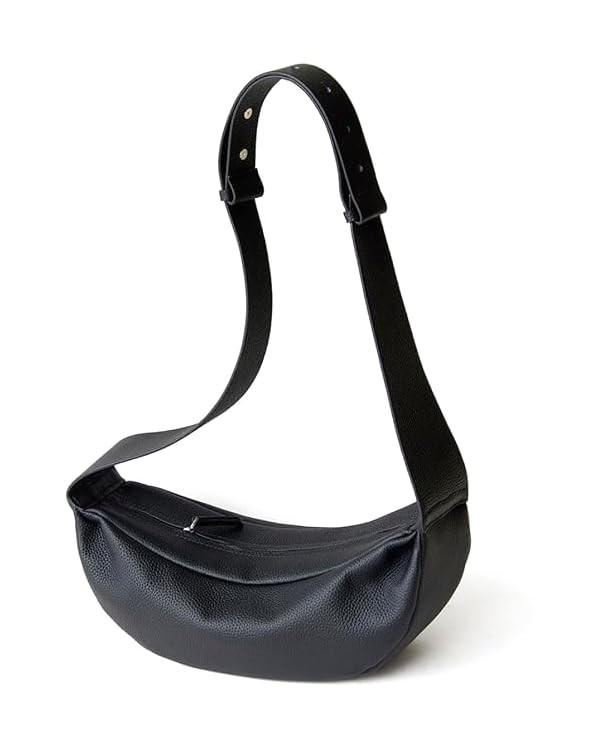 Genuine Leather Sling Bags Crossbody Women, Minimalist Style Casual Chest Bags with Wide Strap | Amazon (US)