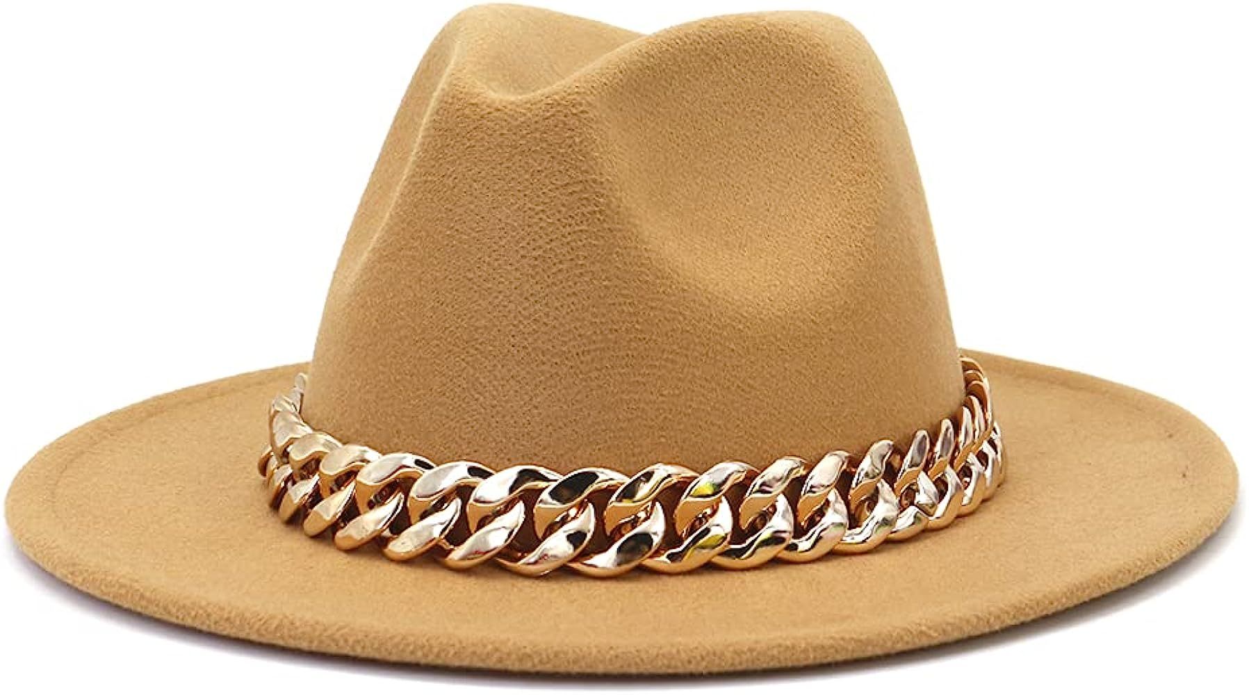 HUDANHUWEI Fedora Hats for Women Wide Brim Fashionable Women's Fedoras Dress Hat | Amazon (US)