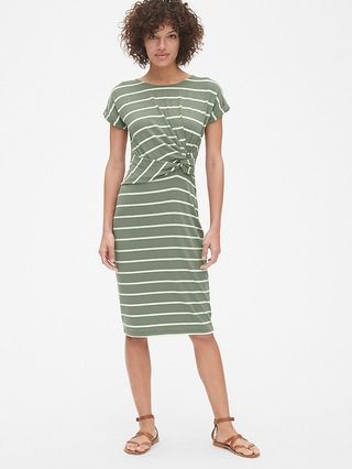 Softspun Stripe Short Sleeve Twist-Knot Midi Dress | Gap US