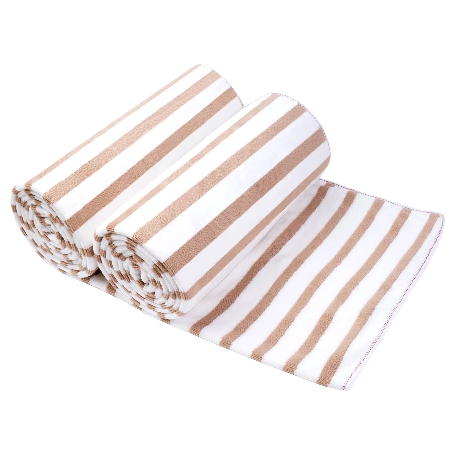 NC Bath Towels 2 Pack Cabana Stripe Striped Microfiber Bath Towel Set, 30"x60", Coffee | Walmart (US)