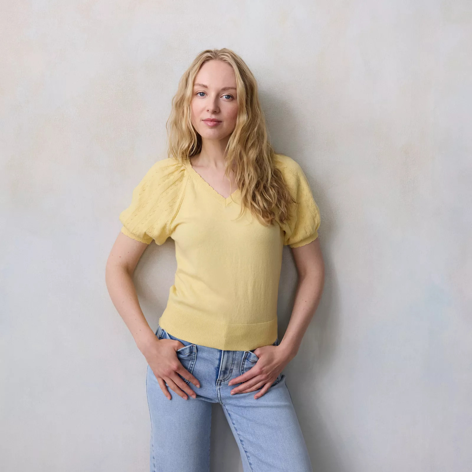 Women's LC Lauren Conrad V-Neck Knitted Sweater Tee | Kohl's