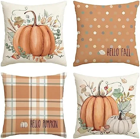 Queilt colorlife Hello Fall Hello Pumpkin Throw Pillow Covers, 18 x 18 Inch Autumn Thanksgiving H... | Walmart (CA)