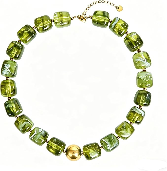 Colorful Resin Chunky Beaded Choker Necklace for Women, Summer Beach Jewelry | Amazon (US)