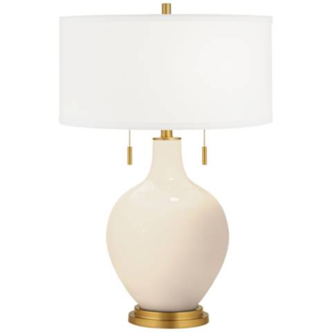 Color Plus Toby Brass 28" Steamed Milk White Glass Table Lamp | Lamps Plus