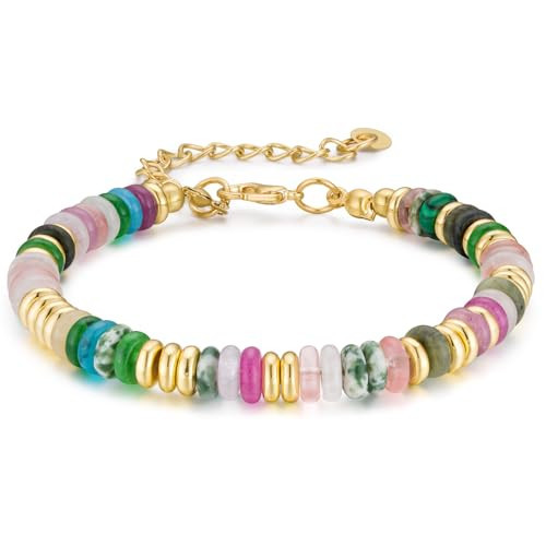 Boho Beaded Bracelets for Women, Colorful Summer Beach Bangle Bracelets, Natural Stone Rainbow Bead Bracelet, Handmade Trendy Fashion Jewelry Gifts (6MM) | Amazon (US)